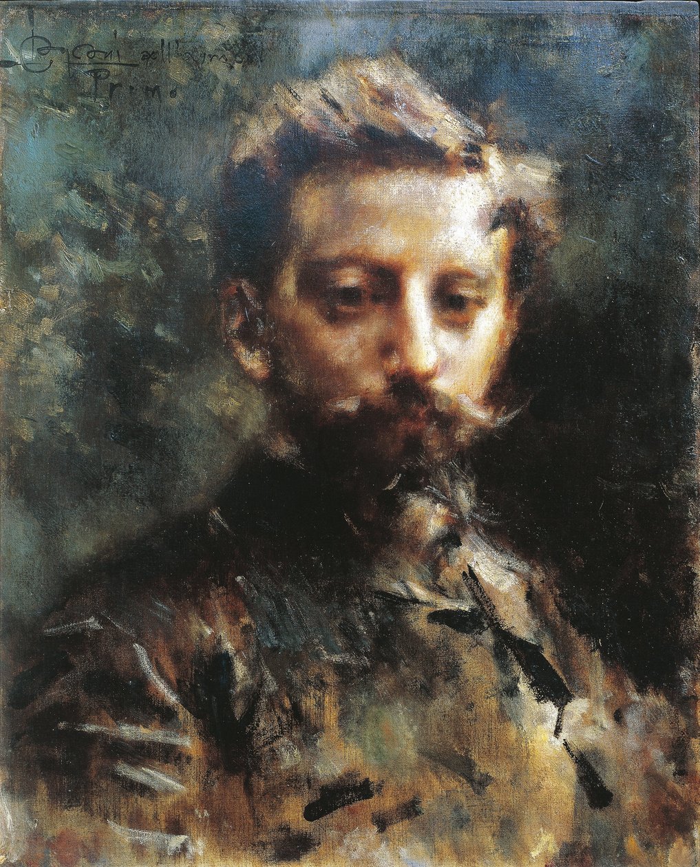 Portrét Prima Leviho, kolem roku 1880 (olej na plátně) od Luigi Conconi
