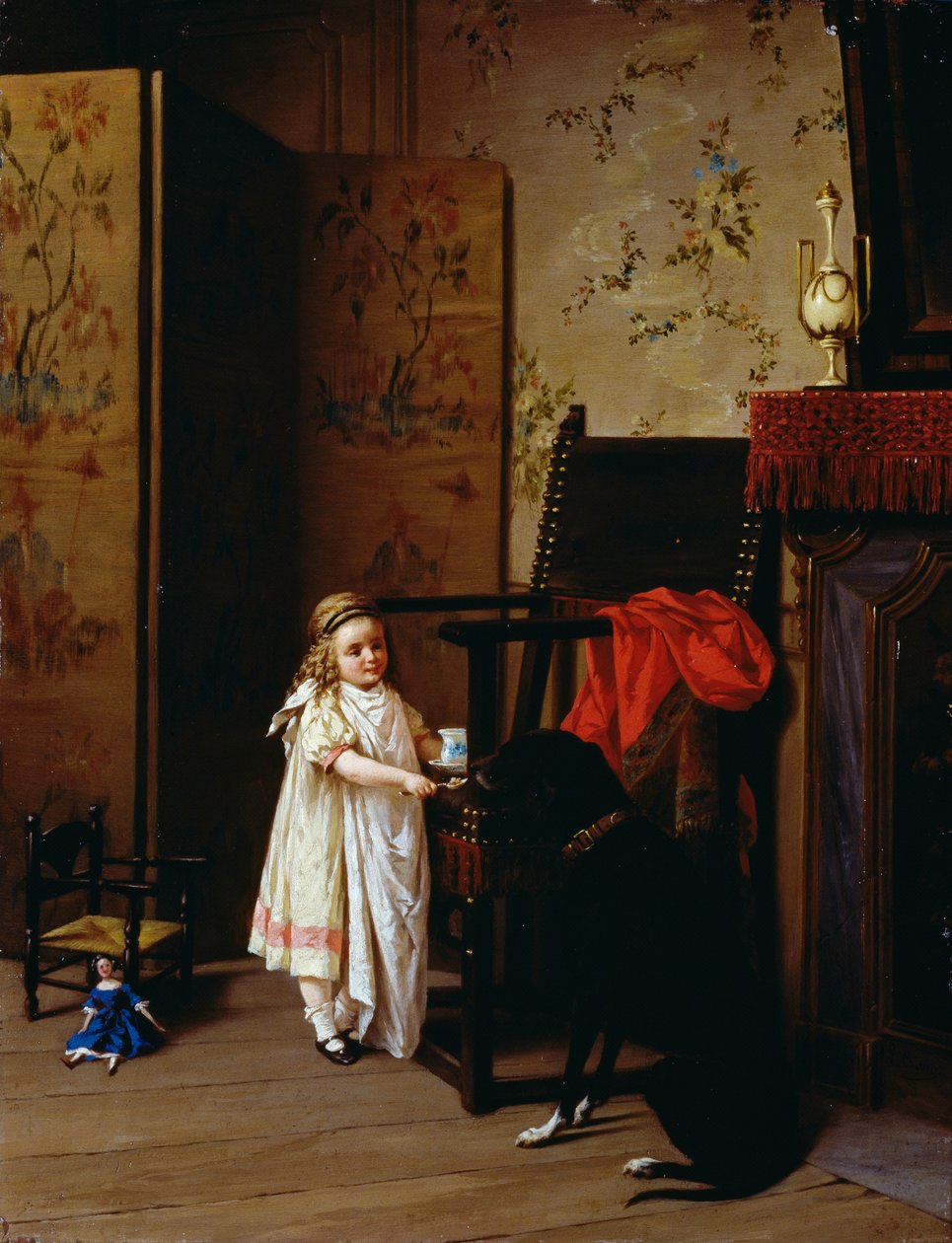 Snídaně pro dva, Luigi Crosio (1835-1915), olej na panelu, 42x32 cm od Luigi Crosio