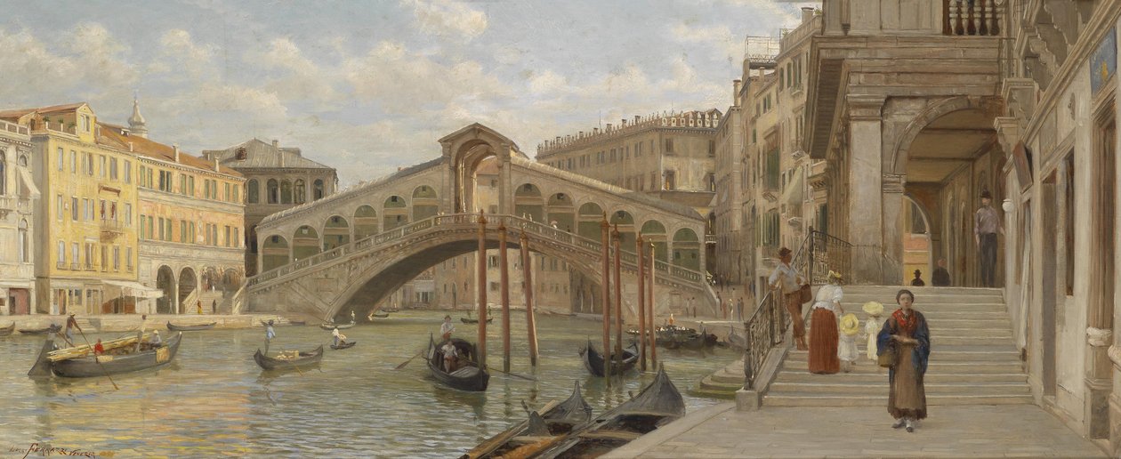 Pohled na most Rialto, Benátky od Luigi Ferrazzi