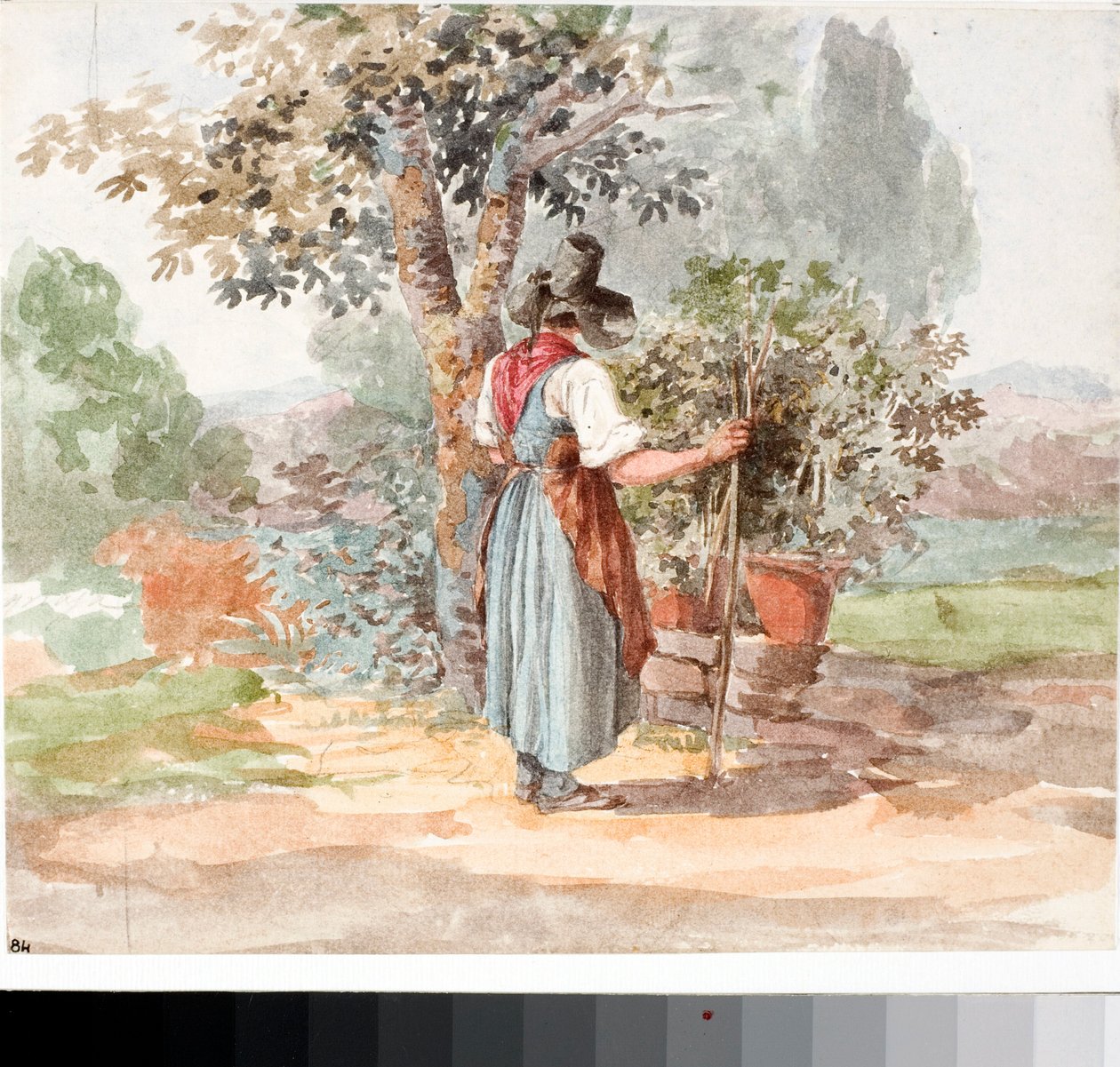 Venkovská dívka poblíž Florencie (Akvarel, cca 1825) od Luigi Garibbo