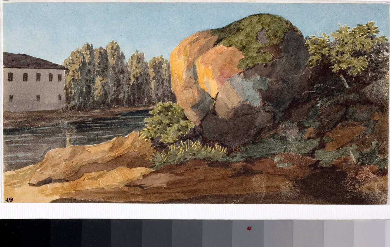 Krajina s torrentem (Akvarel, cca 1825) od Luigi Garibbo