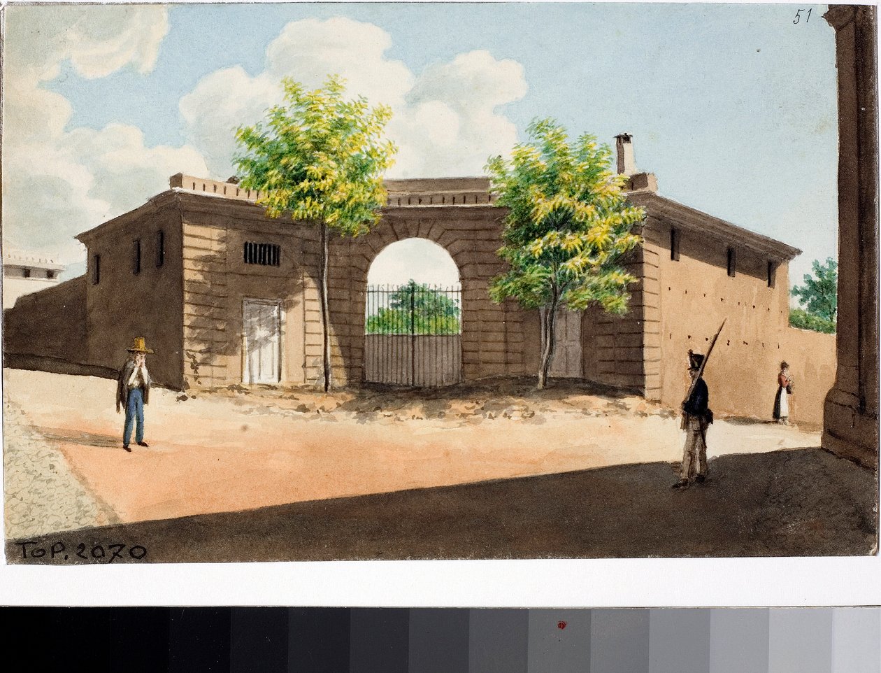 Pohled na náměstí San leonardo, Janov (akvarel, cca 1812-1815) od Luigi Garibbo