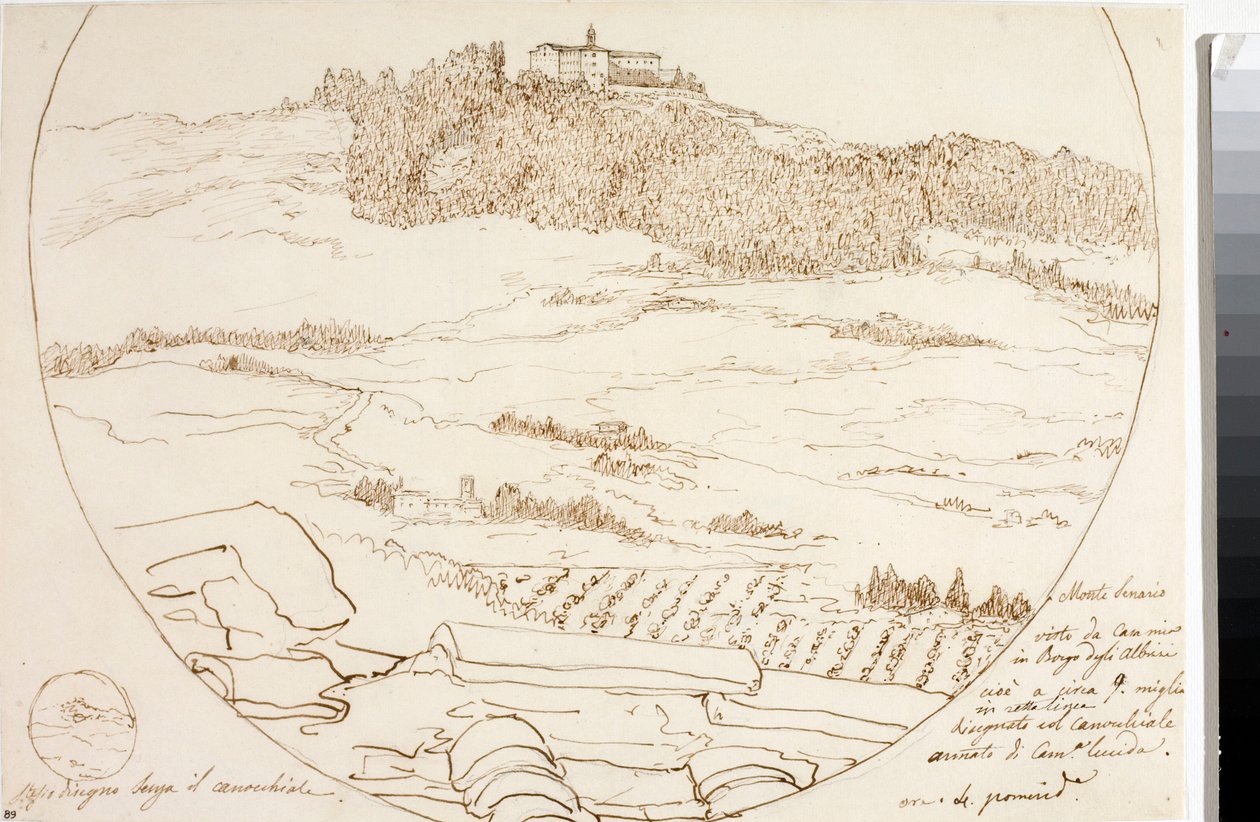 Pohled na Monte Senario poblíž Florencie (kresba, cca 1833) od Luigi Garibbo
