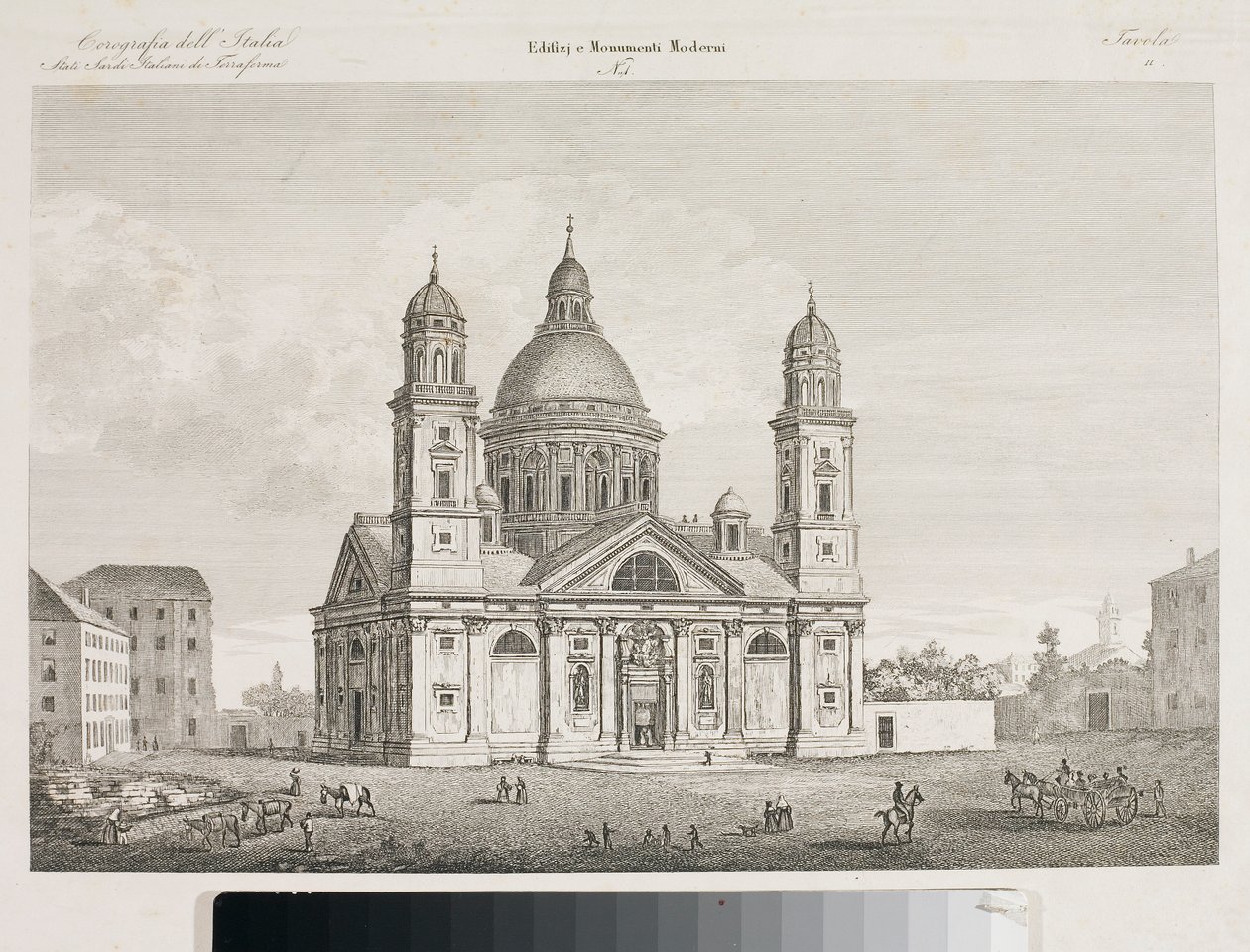 Pohled na baziliku Santa Maria Assunta di Carignano v Janově (lept od Luigi Garibbo