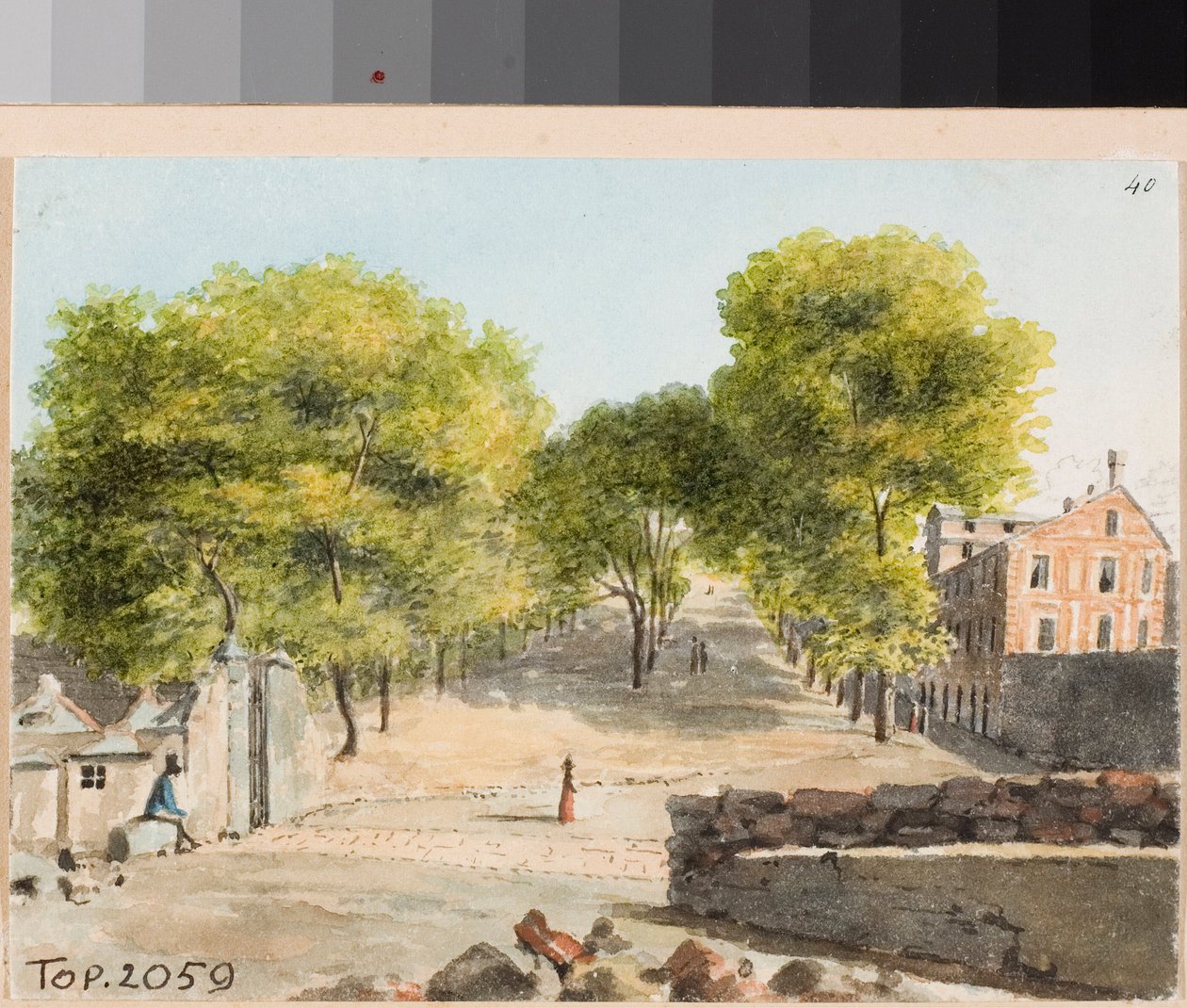 Pohled na montee Cappuccini v Janově (Akvarel, cca 1825) od Luigi Garibbo