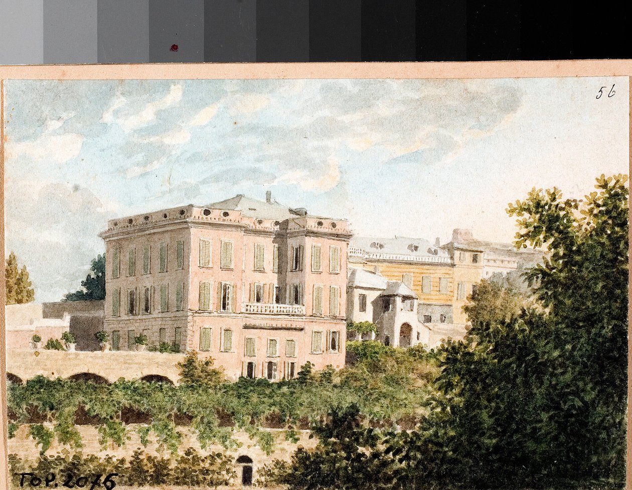 Pohled na vilu Cambasio, Janov (akvarel, cca 1820) od Luigi Garibbo