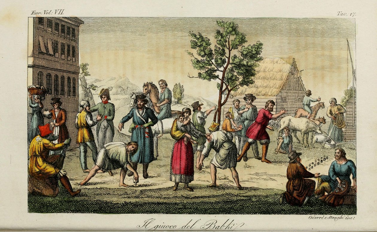 Kloubní kosti. Ilustrace ze starověkých a moderních zvyků nebo vládní historie Giulio Ferrario, 1831 od Luigi Giarrè