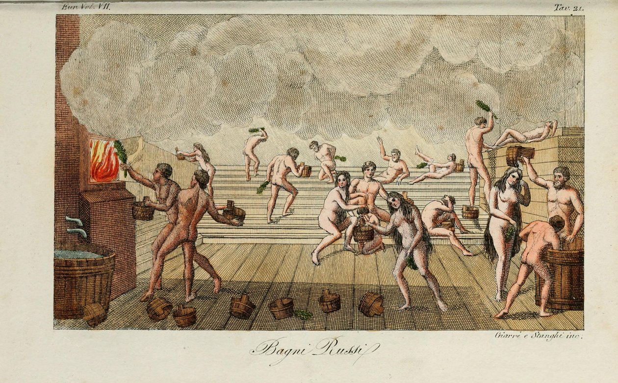 Ruská lázeň. Ilustrace ze starověkých a moderních zvyků nebo vládní historie... od Giulia Ferraria, 1831 od Luigi Giarrè