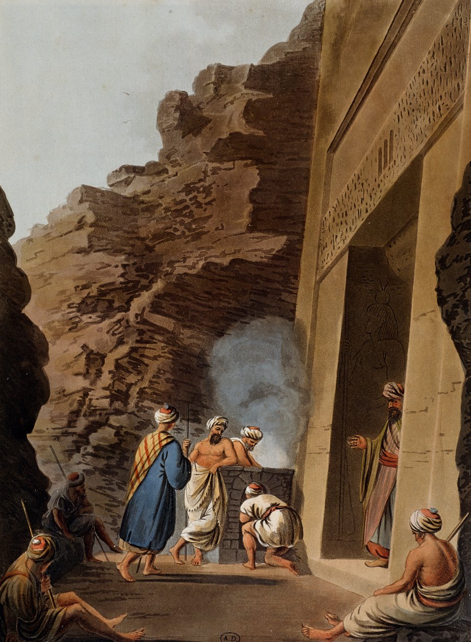 Vchod do pohřební komory u Sfingy v Gíze, rytina, Luigi Mayer (1755-cca 1803), z Pohledů v Egyptě, Palestině a dalších částech Osmanské říše od Luigi Mayer