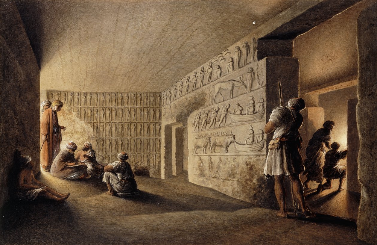 Postavy v egyptských hrobkách, od Luigi Mayer