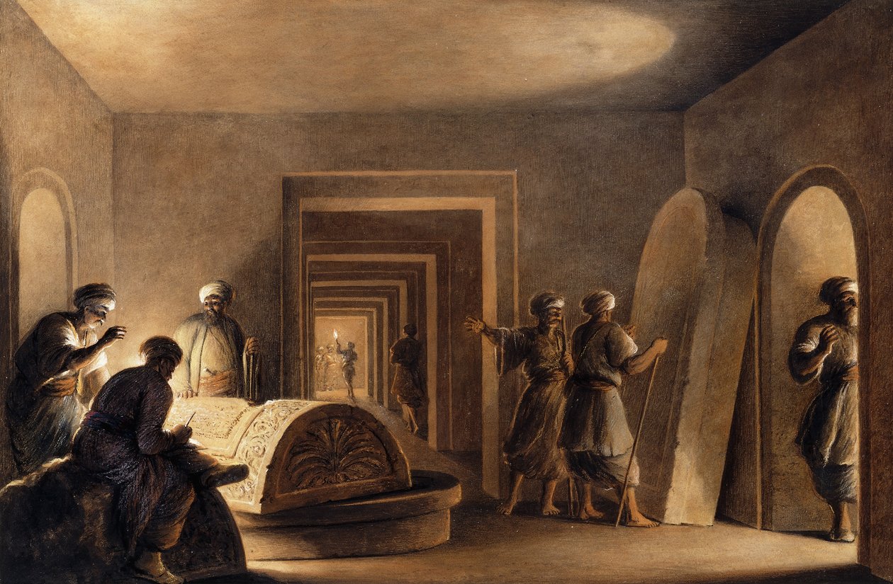 Postavy v egyptských hrobkách, od Luigi Mayer
