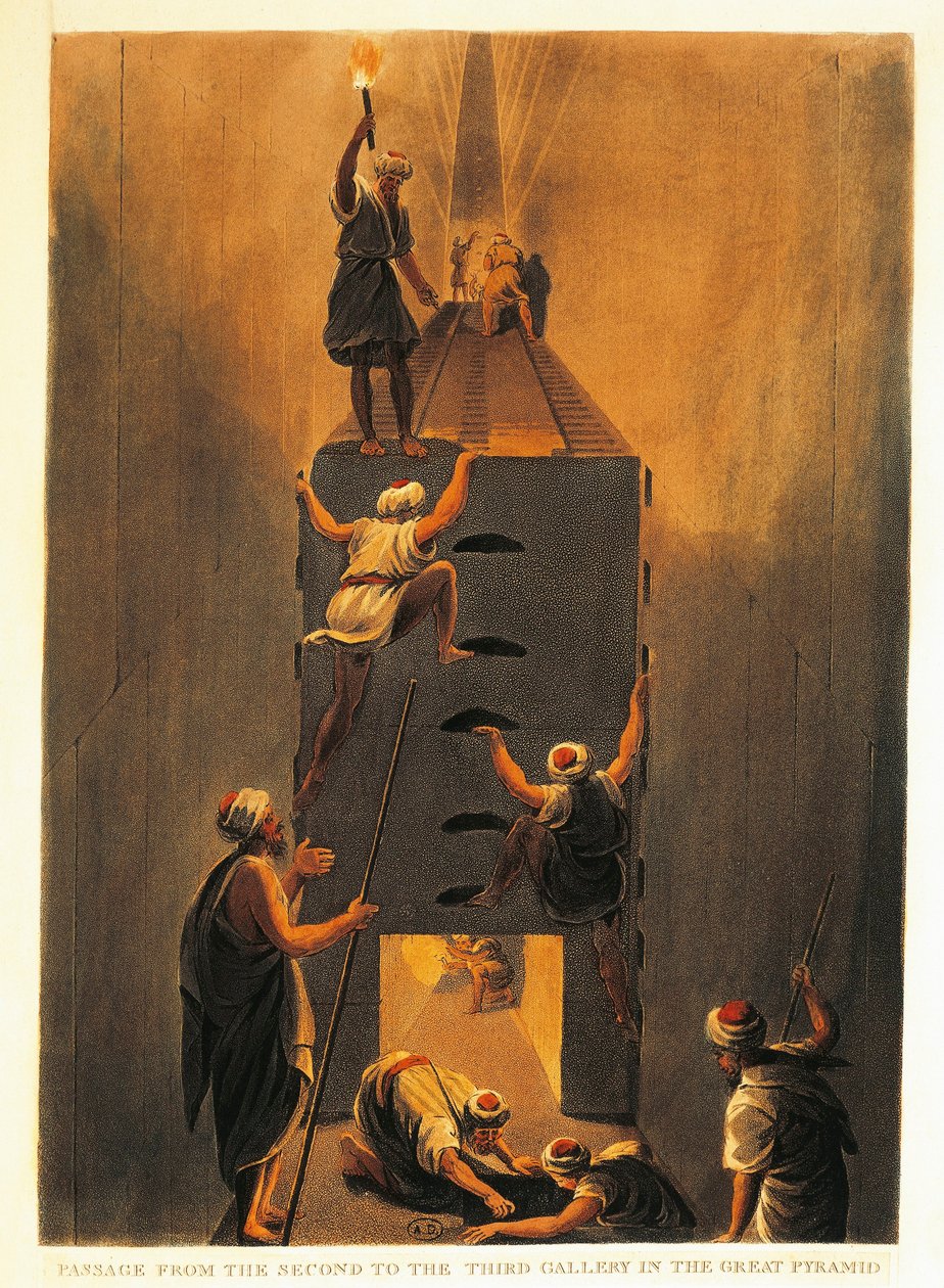 Francie, Paříž, pasáž z druhé do třetí galerie ve Velké pyramidě v Gíze od Luigi Mayer