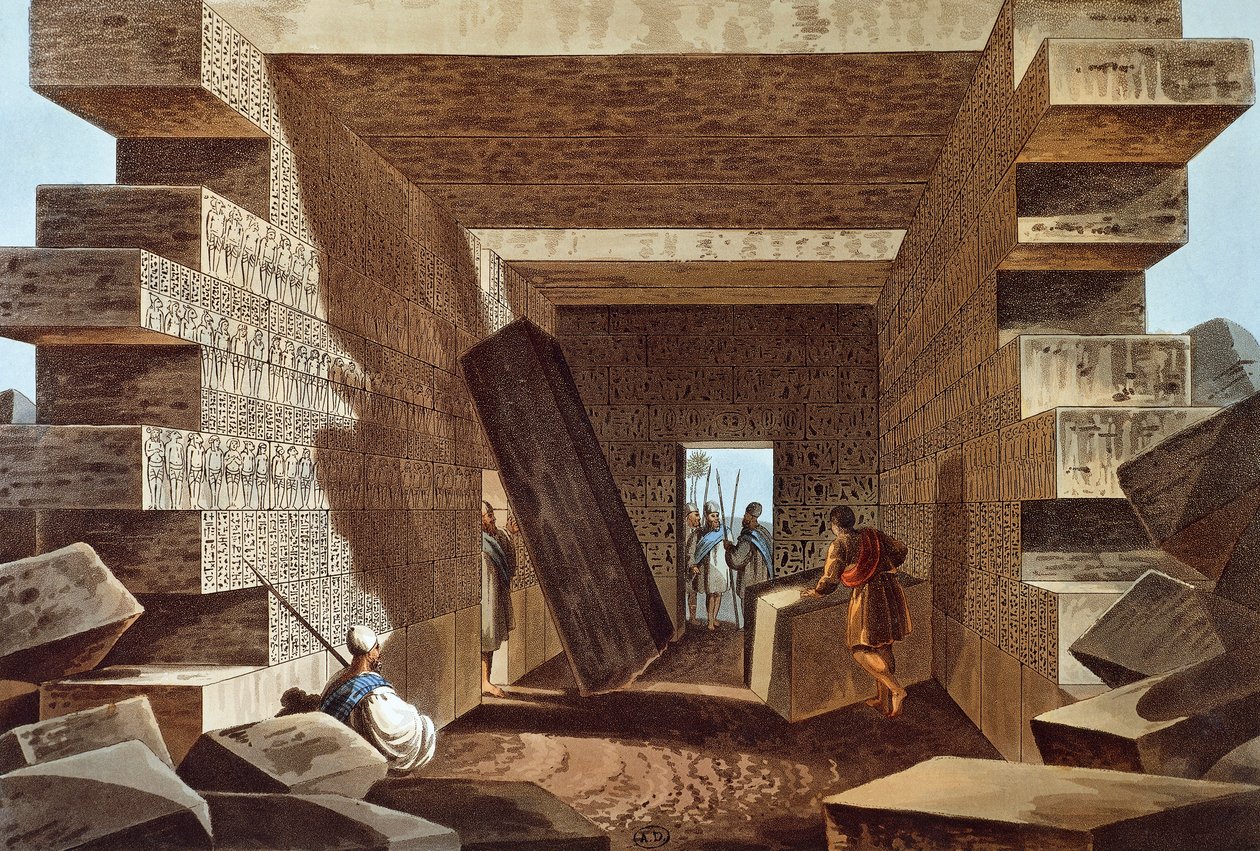 Interiér chrámu Jupiter Ammon v Libyi od Luigi Mayer