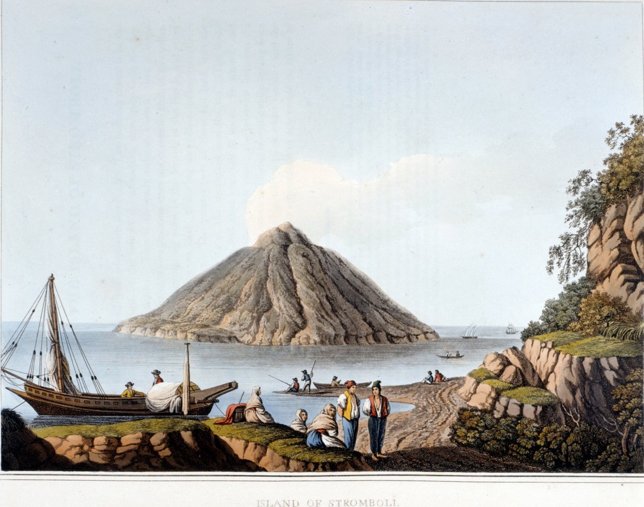 Ostrov Stromboli - v „“ Pohledy na Osmanské nadvlády, v Evropě, v Asii a na některých středomořských ostrovech“ od Luigi Mayera, Londýn od Luigi Mayer