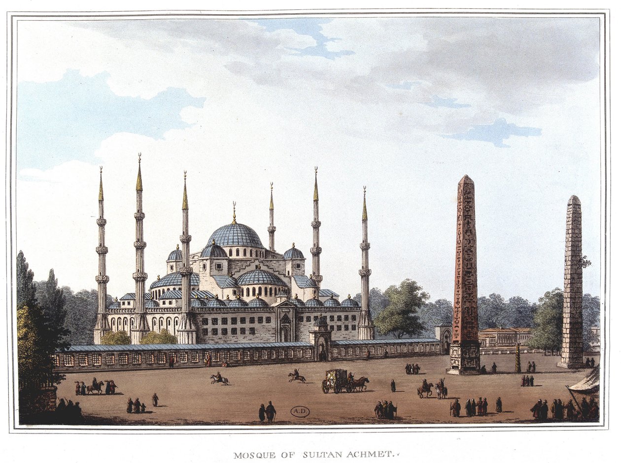 Mešita sultána Ahmeda (1609-1616), Istanbul. v „“ Pohledy na Osmanské nadvlády, v Evropě, Asii a na některé středomořské ostrovy“““ z původních kreseb pořízených Luigi Mayerem, Londýn od Luigi Mayer