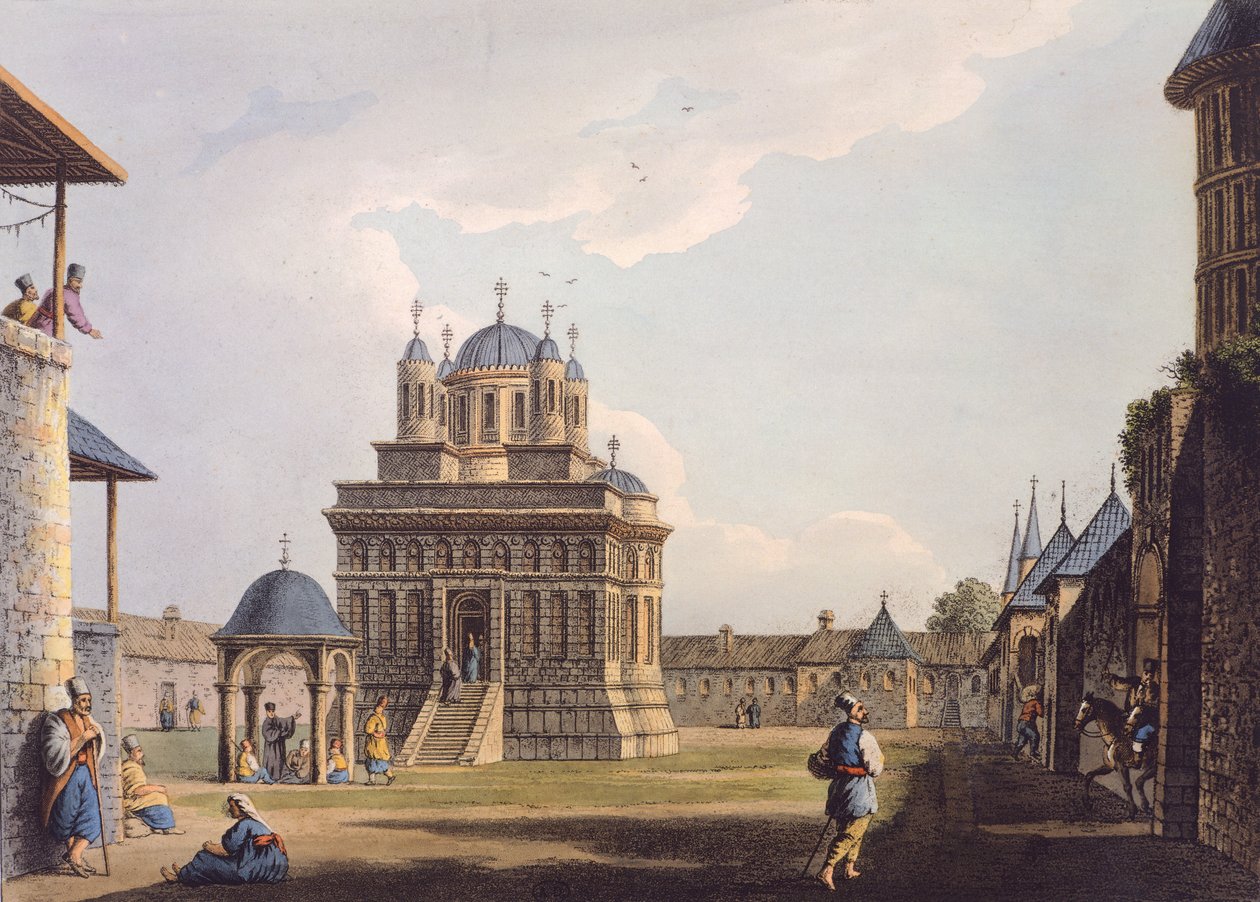 Klášter Santa Maria, Luigi Mayer, Řecko Rytina 19. století od Luigi Mayer