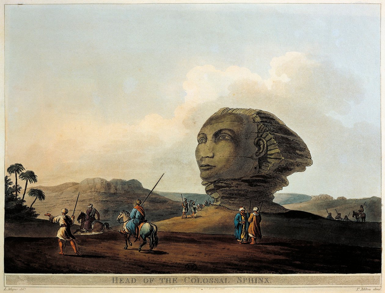 Hlava sfingy v Egyptě z Pohledů v Egyptě od Luigiho Mayera, rytina od Luigi Mayer