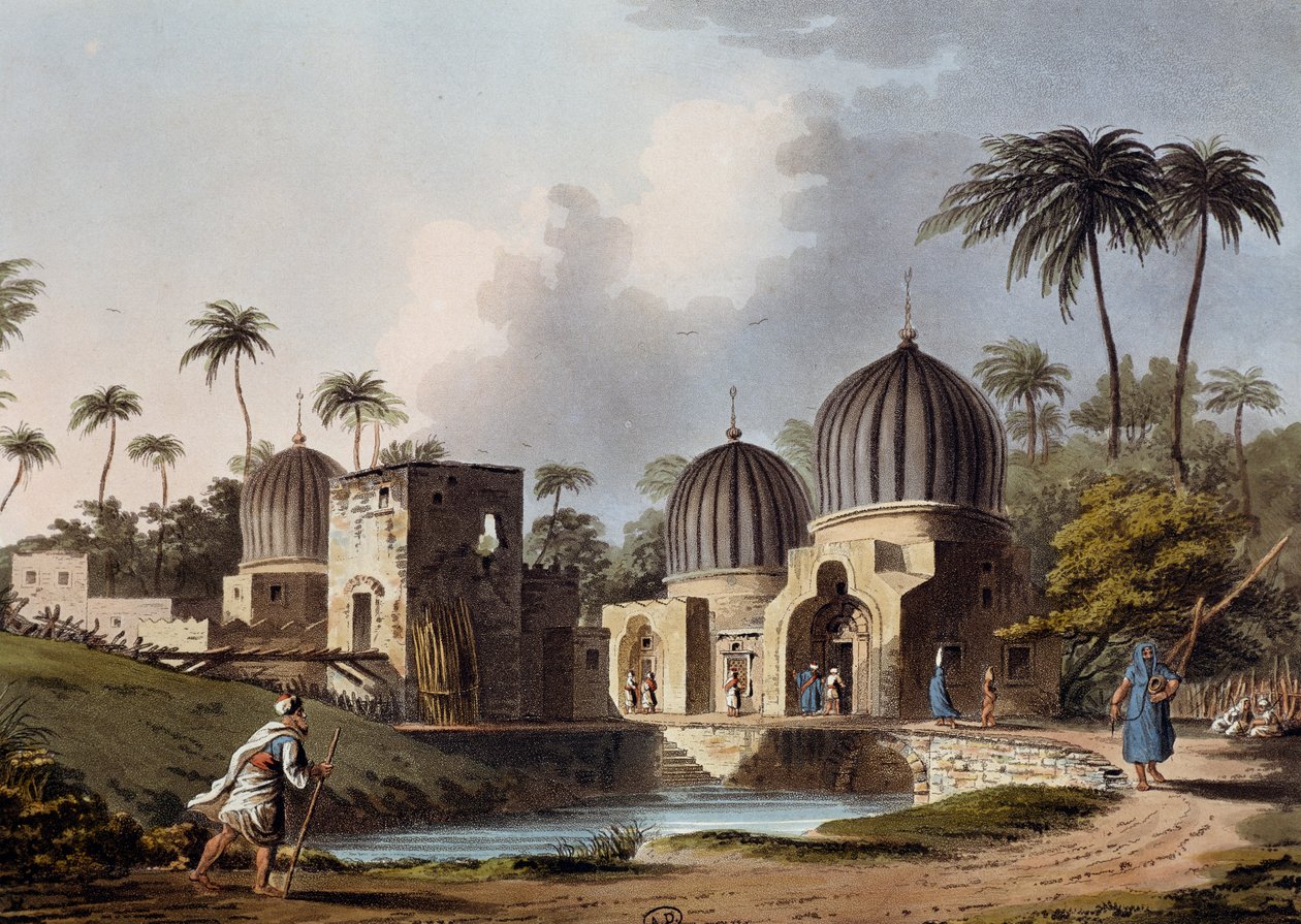 Hrobky arabských svatých v Rosettě, rytina, Luigi Mayer (1755-cca 1803), z Pohledů v Egyptě, Palestině a dalších částech Osmanské říše od Luigi Mayer