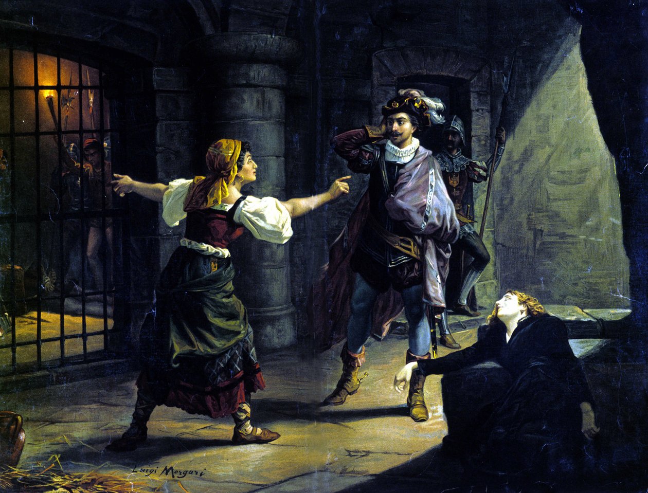 Le Fere (Il Trovatore) od Giuseppe Verdiho (1813-1901). chromolitografie od Luigiho Morgariho od Luigi Morgari