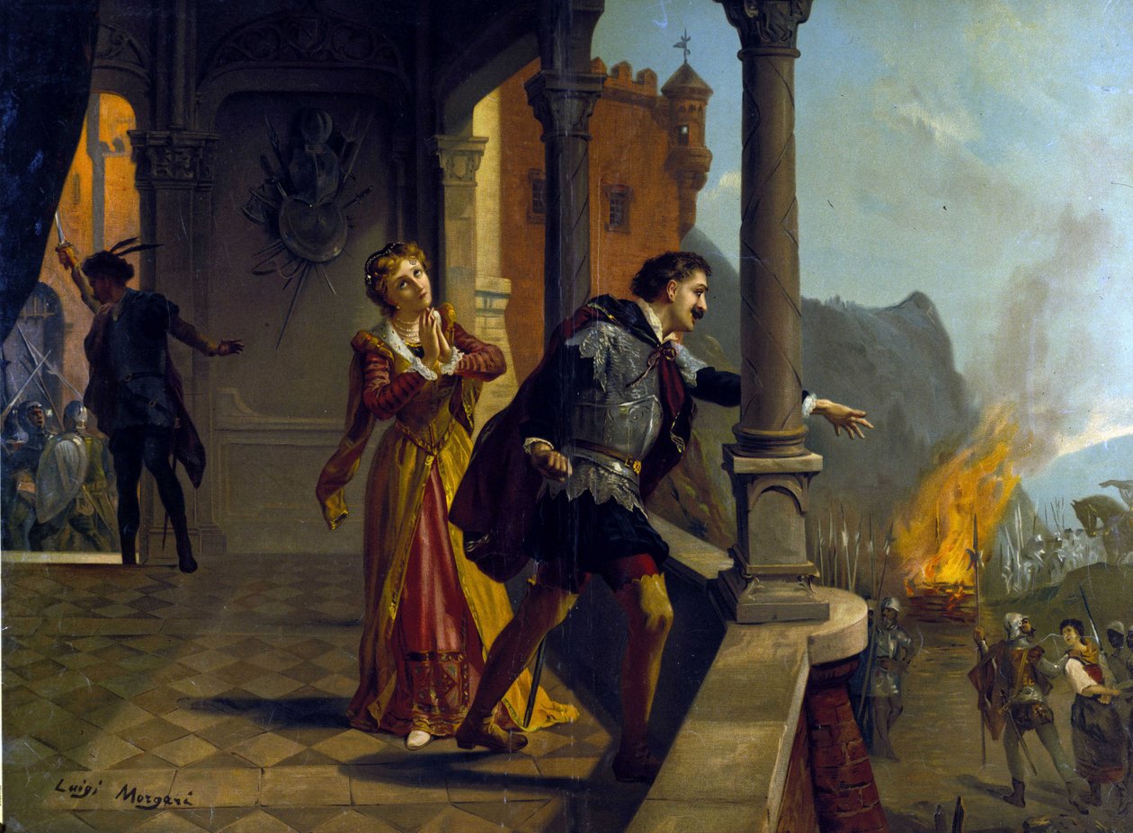Le Trouvère (il Trovatore) od Giuseppe Verdiho. chromolitografie od Luigiho Morgariho od Luigi Morgari