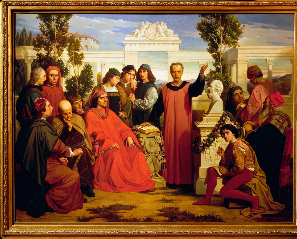 Oslava Platonových narozenin ve vile Lorenza Il Magnifica v Careggi 7. listopadu od Luigi Mussini