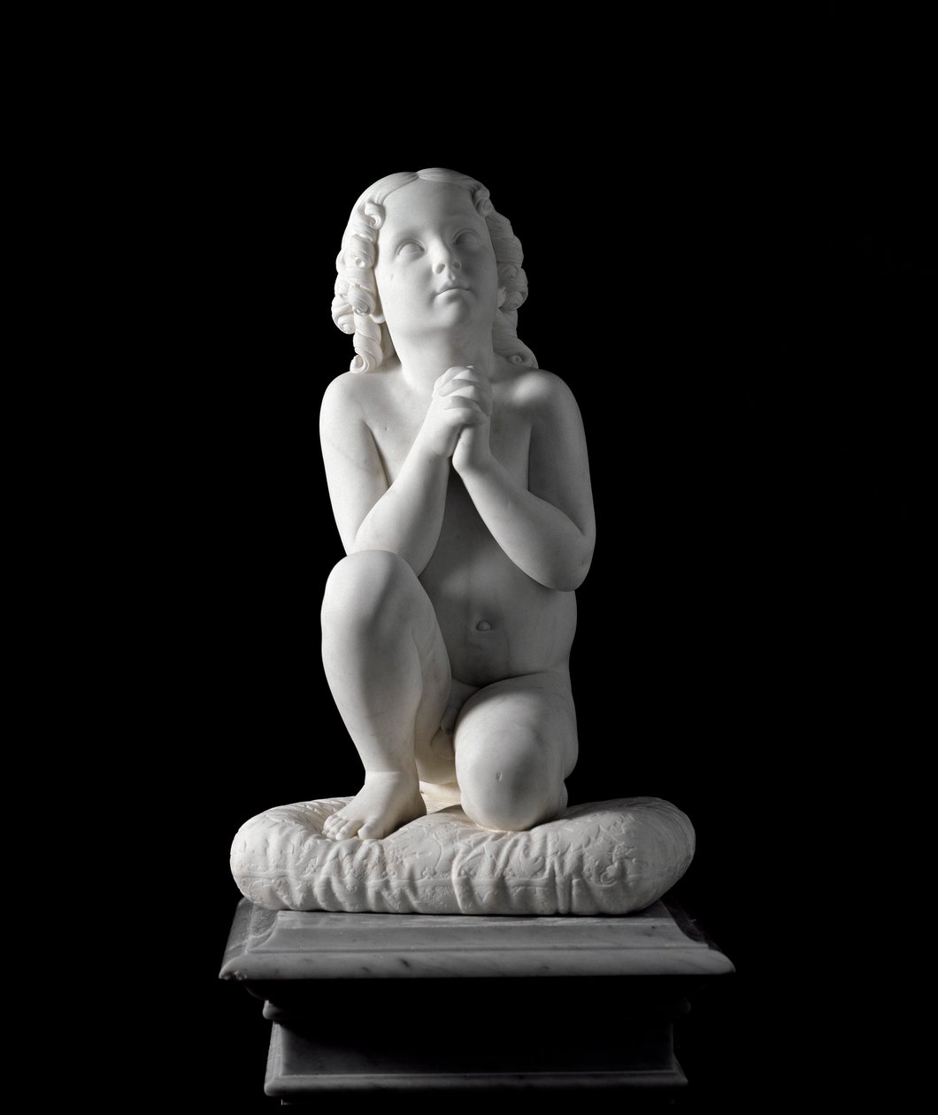 Malý chlapec v modlitbě Mramorová socha od Luigiho Pampaloniho (1791-1847), kolem roku 1827. ze sbírky prince Odona di Savoia. Ztlumit. 68x38x30 cm Genes, galerie moderního umění, inv. 919 od Luigi Pampaloni