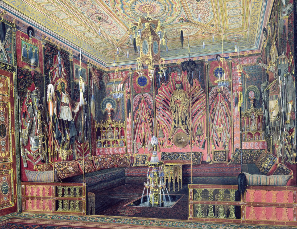 Arabský sál v Kateřinském paláci v Carskoje Selo, kolem roku 1850 (wc a bílá barva na papíře) od Luigi Premazzi
