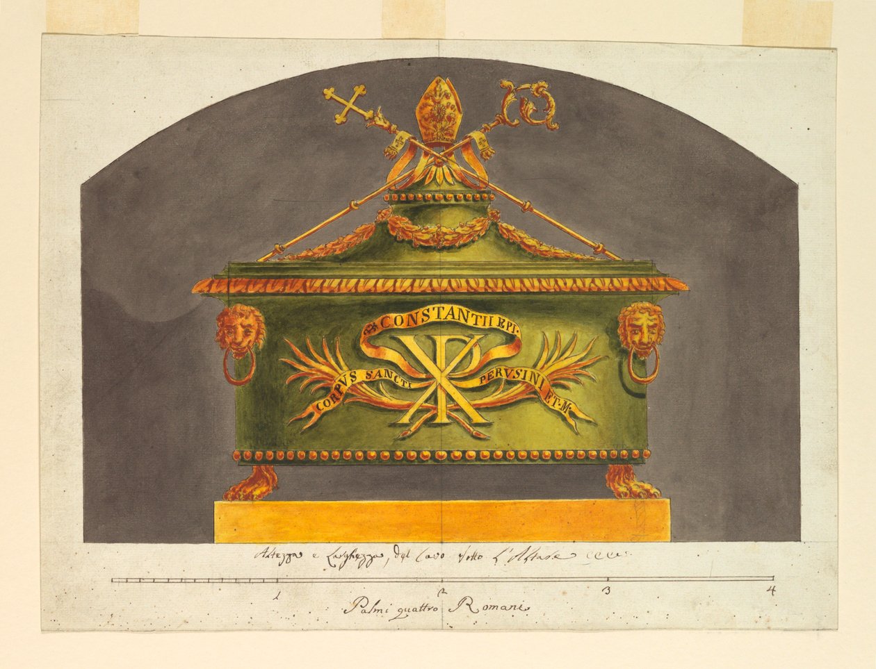 Kresba, Sarkofág pro relikviář, asi 1825 od Luigi Righetti