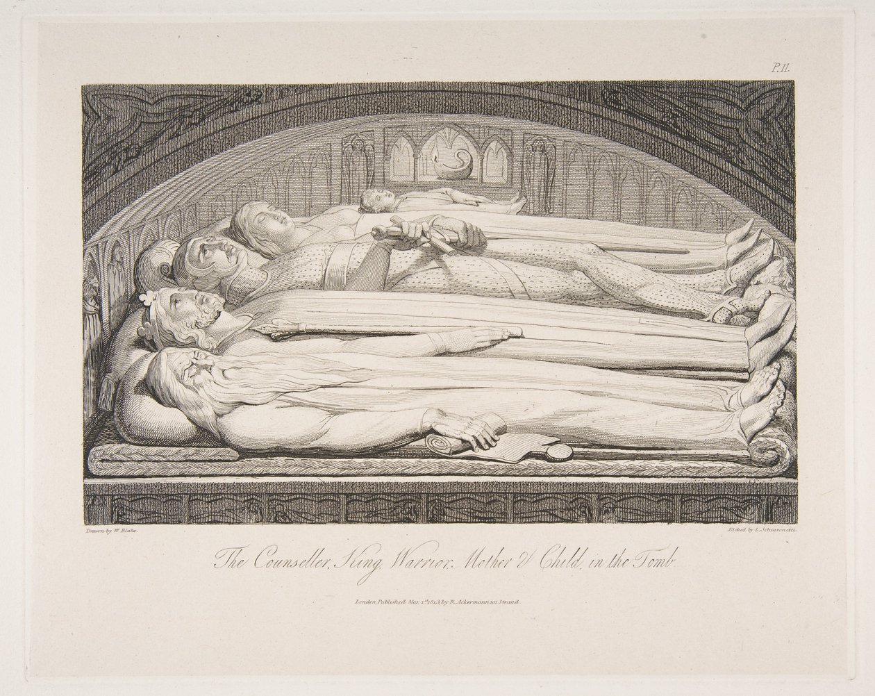 Rádce, král, válečník, matka a dítě v hrobě, z Hrobu, básně..., 1. března 1813. od Luigi Schiavonetti