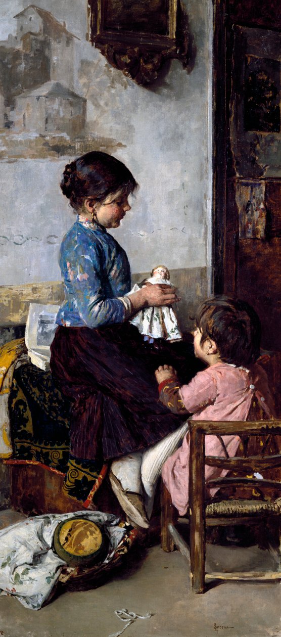 Happy Days, obraz Luigi Sereny (1855-1911), olej na plátně od Luigi Serena