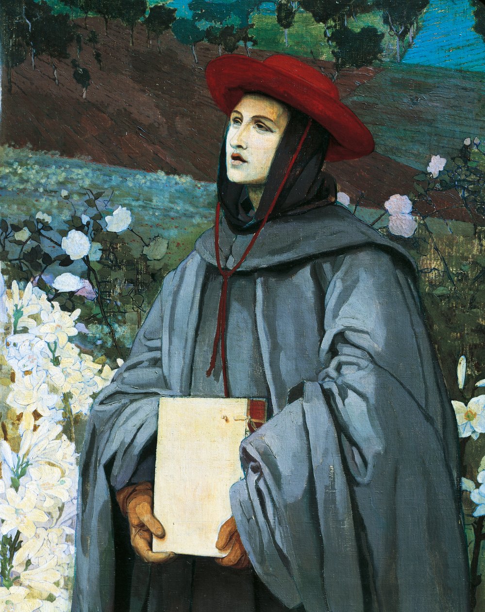 Svatý Bonaventura, detail ze Zjevení Panny Marie svatému Františkovi z Assisi a Bonaventury, Luigi Serra (1846-1888). od Luigi Serra