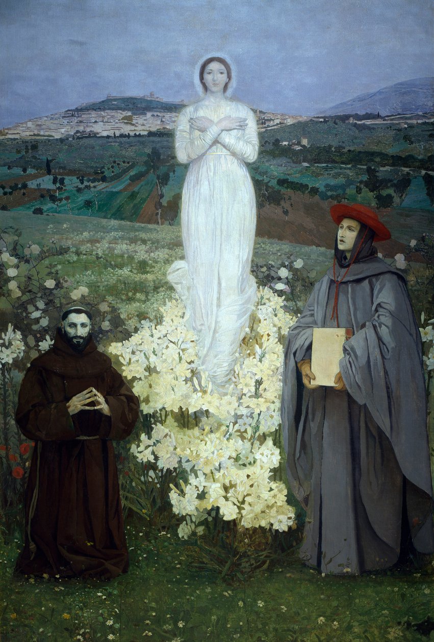 Zjevení Panny Marie svatému Františkovi z Assisi a Bonaventury od Luigiho Serry (1846-1888). od Luigi Serra