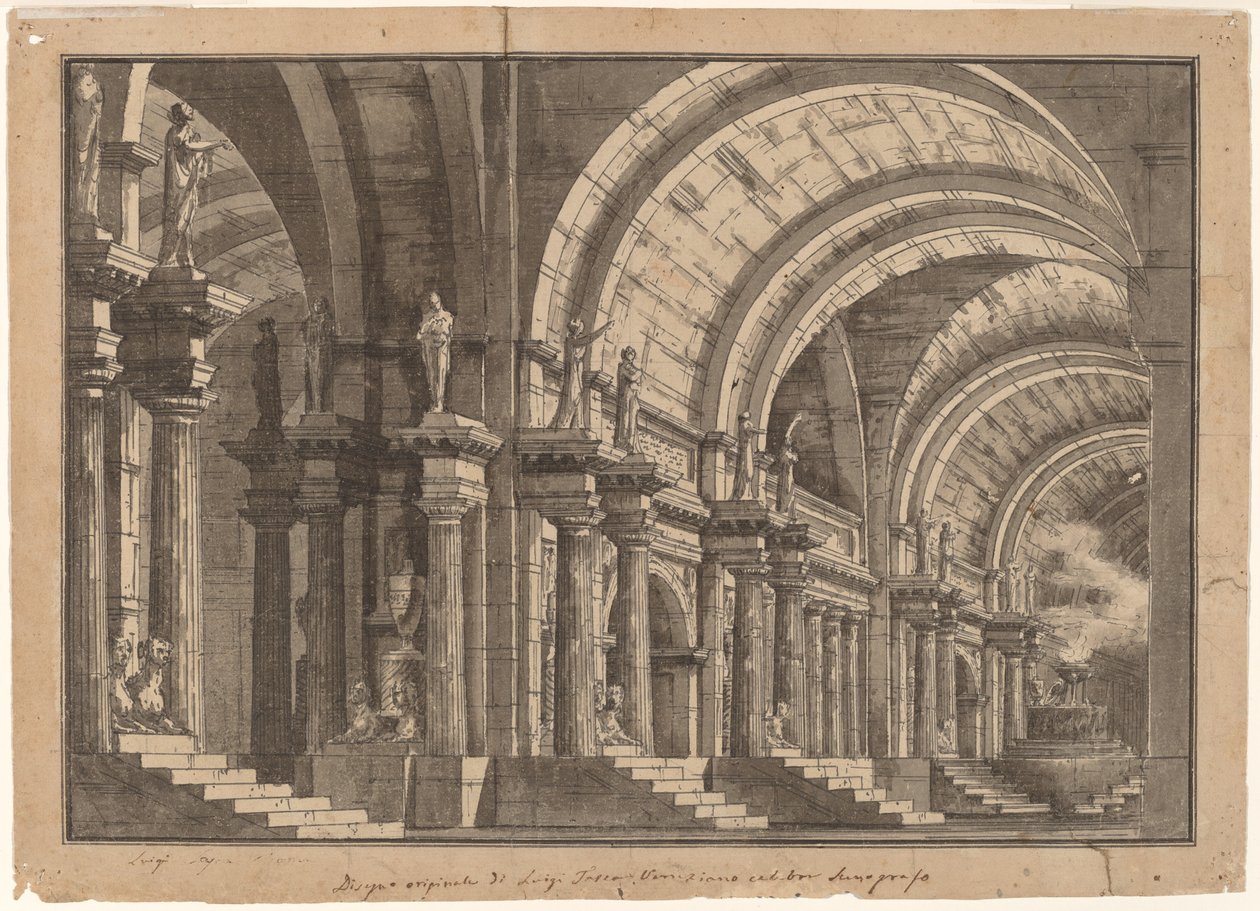 Monumentální klenutý sál s kuřáckým oltářem od Luigi Tasca