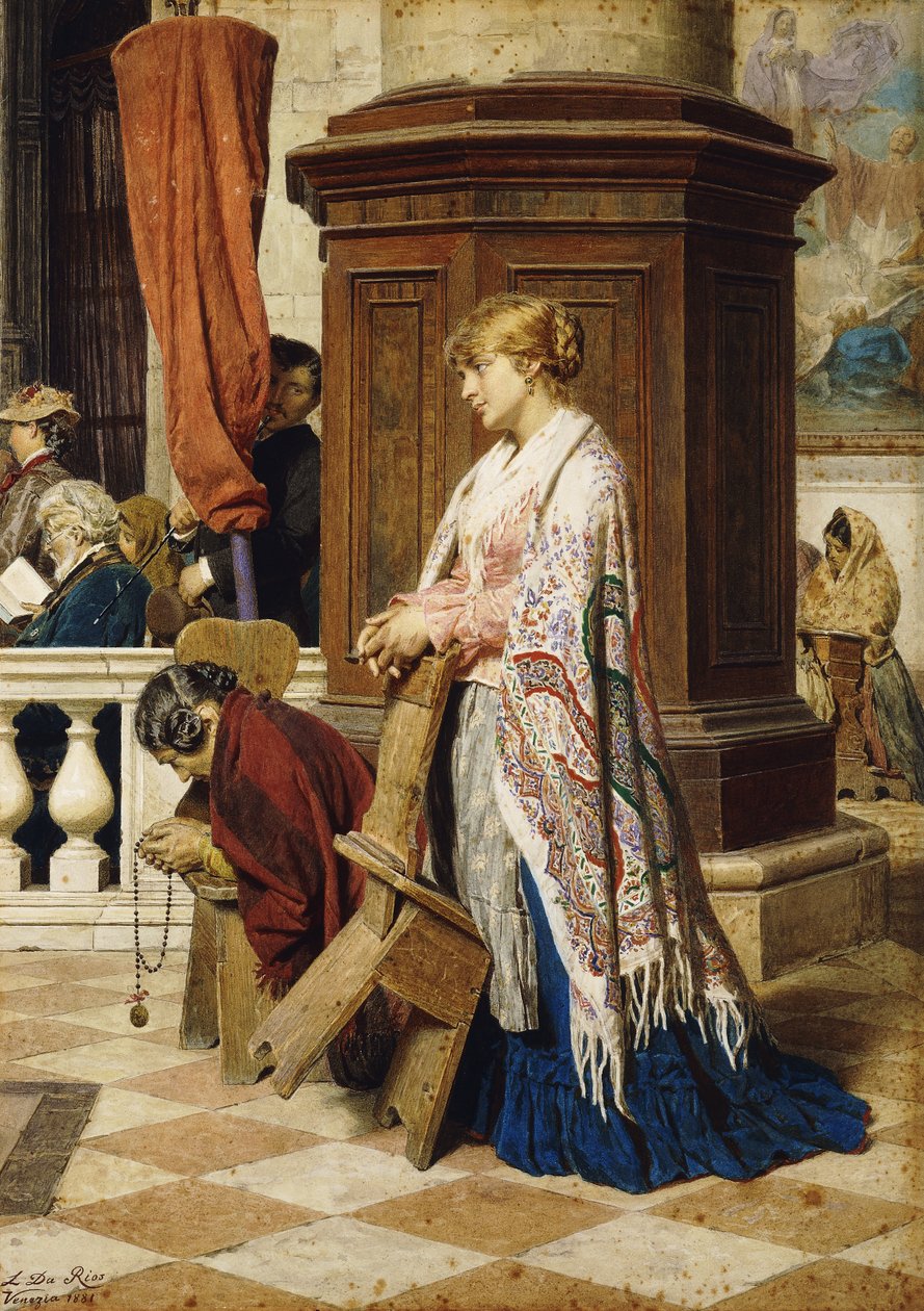Pokušení v domě Božím, 1881 od Luigi da Rios