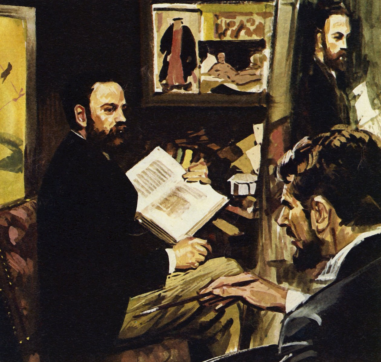 Emile Zola předpověděl, že Manetovo dílo bude viset v Louvru (barevná litografie) od Luis Arcas Brauner