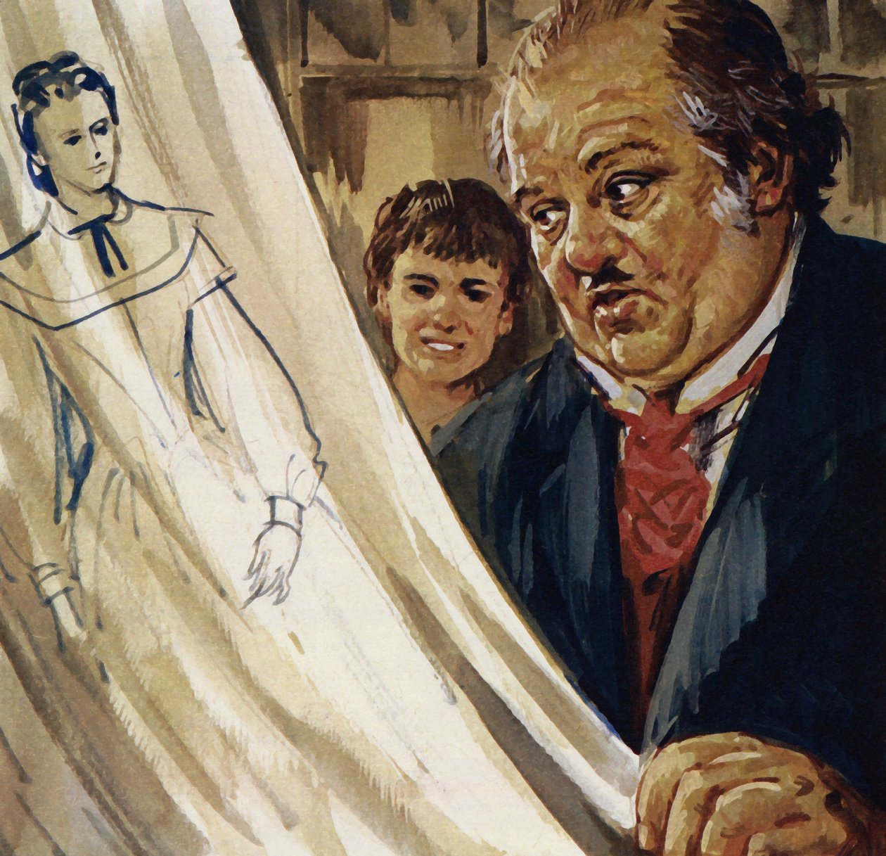 Renoir si osvojil úžasnou schopnost kresby (barevná litografie). od Luis Arcas Brauner