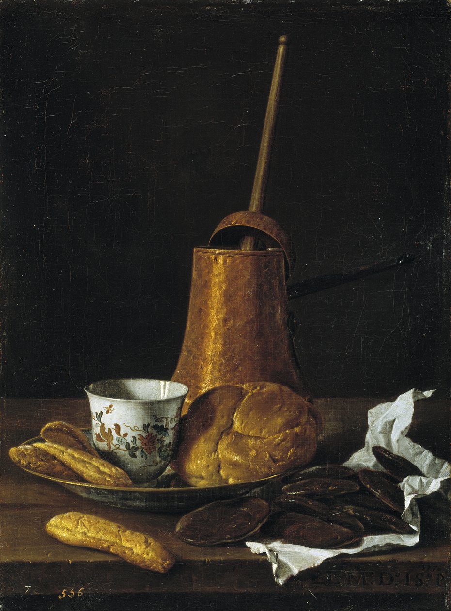 Zátiší s čokoládou a pečivem, 1770 od Luis Egidio Melendez