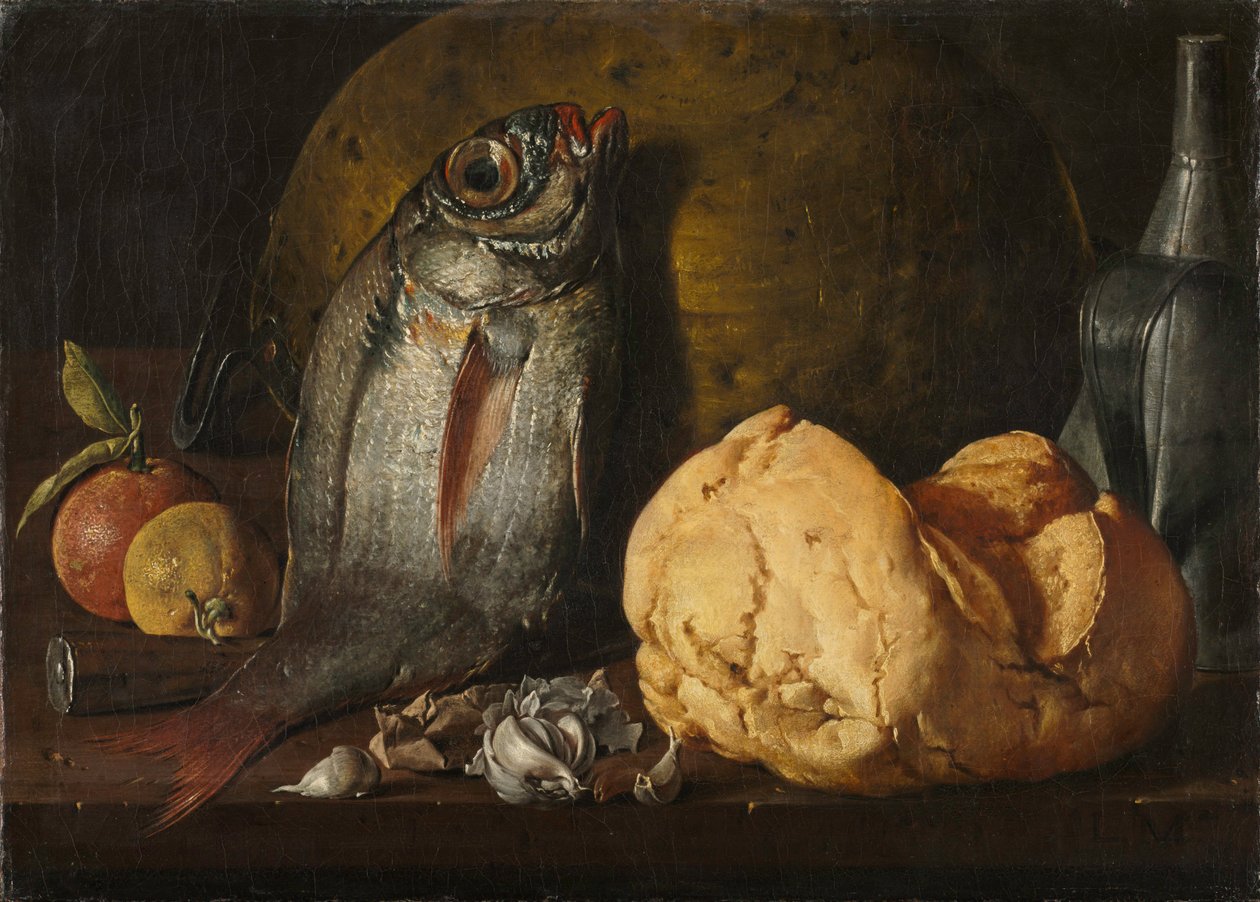 Zátiší s rybami, chlebem a konvicí, c. 1772. od Luis Egidio Melendez