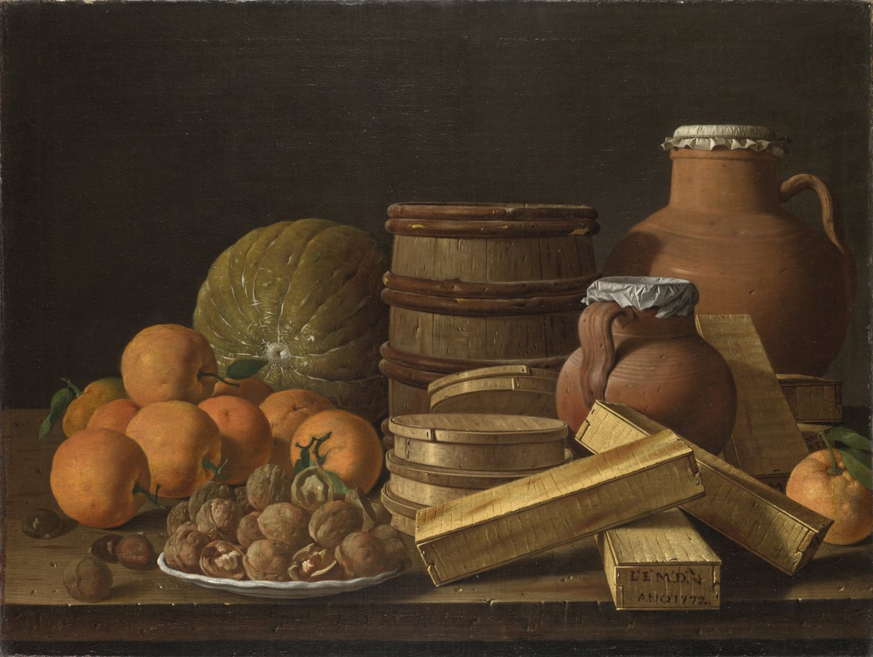 Zátiší s pomeranči a vlašskými ořechy, 1772 od Luis Egidio Melendez