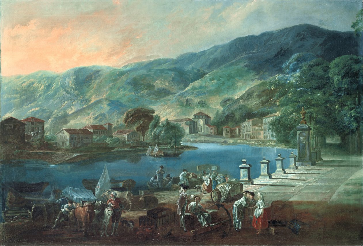 Pohled na El Arenal v Bilbau, cca 1784 od Luis Paret y Alcazar