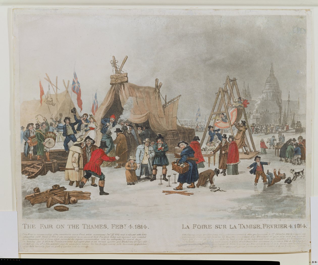Veletrh na Temži, 4. února 1814, vyryl Reeve (akvatinta) od Luke Clennell