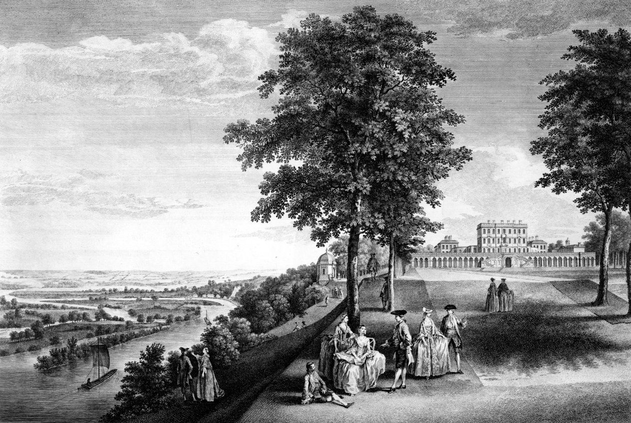 Pohled na Cliveden v hrabství Buckinghamshire, sídlo ctihodného hraběte z Inchiquinu, 1759 od Luke Sullivan