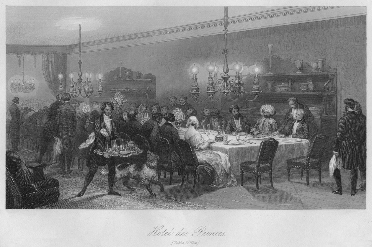 Hotel des Princes. Stůl DHote, c1843 od Lumb Stocks