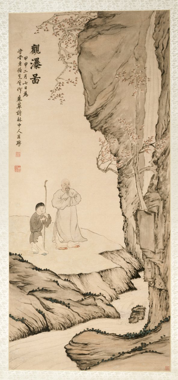Scholar Watching the Waterfall, 1764. od Luo Ping