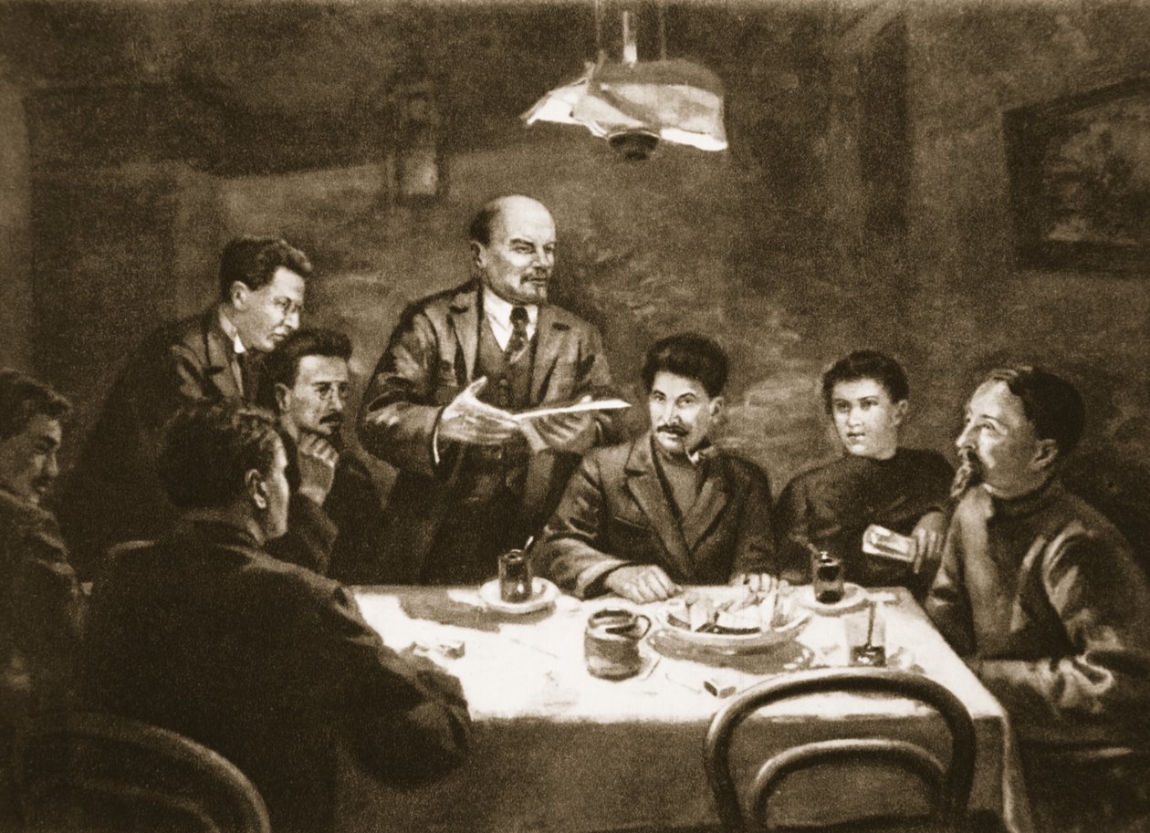 Schůze ústředního výboru bolševické strany, 23. října 1917 (litho) od Lupov (attr. to)