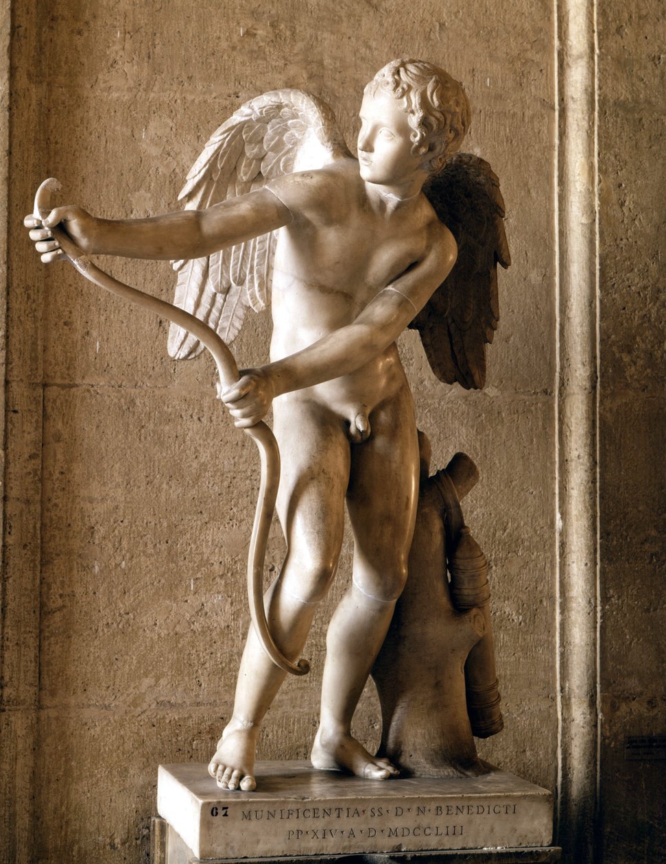 Eros (Amor) s lukem (1753) replika Eros de Thespies od Lysippeho. Kapitolské muzeum, Řím. od Lysippos (attributed to)