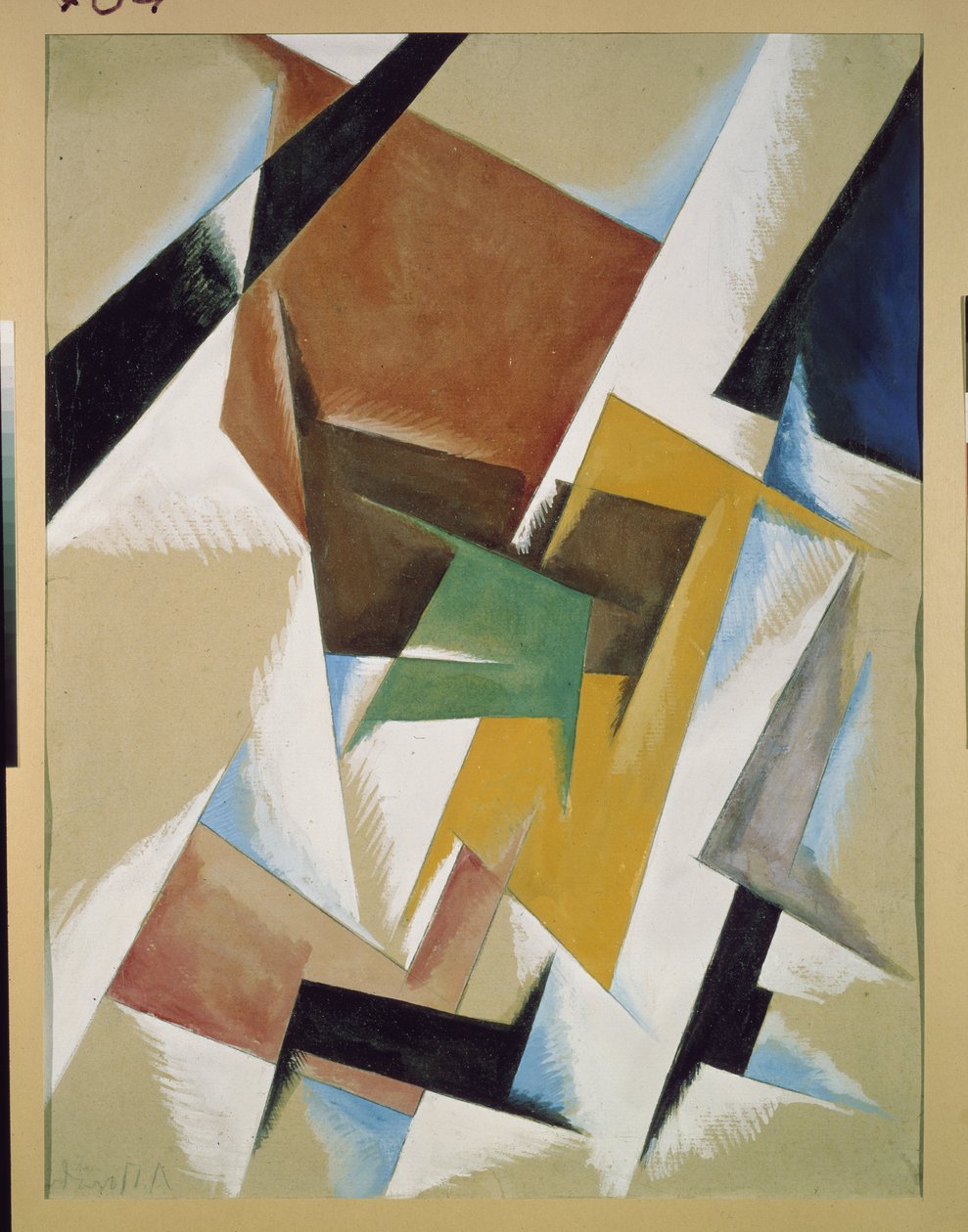 Složení. Dílo Lyubov (Lioubov) Sergejevna Popova (1889-1924), kvaš na papíře od Lyubov Sergeevna Popova