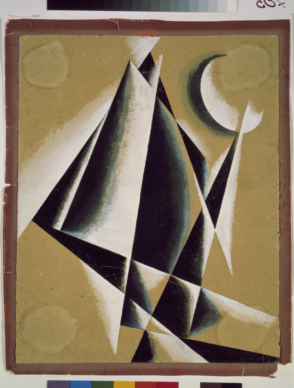 Konstrukce. Dílo Lyubov (Lioubov) Sergejevna Popova (1889-1924), kvaš na kartonu od Lyubov Sergeevna Popova