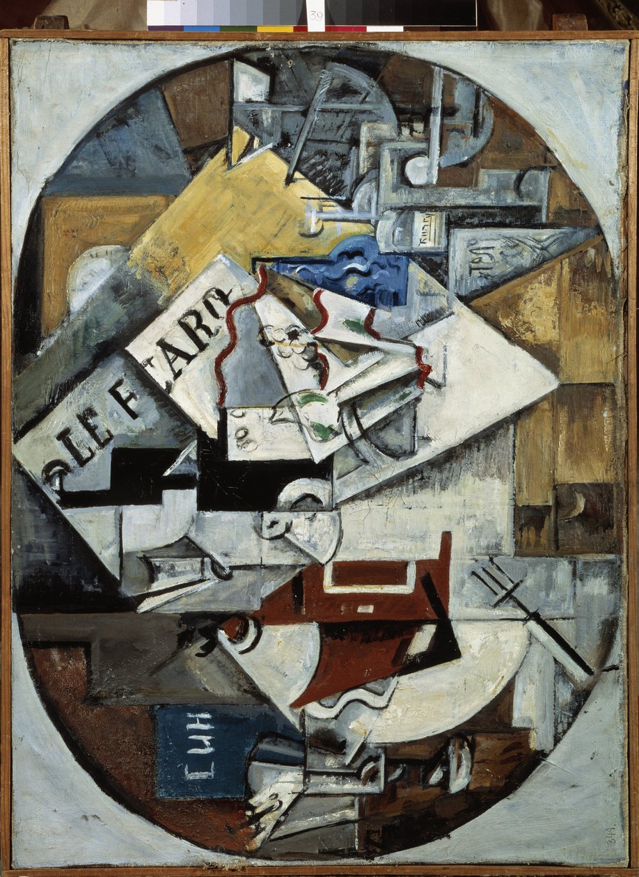Stálý život. (Le Figaro) Malba Ljubova (Lioubova) Sergejevna Popova (1889-1924), olej na plátně od Lyubov Sergeevna Popova