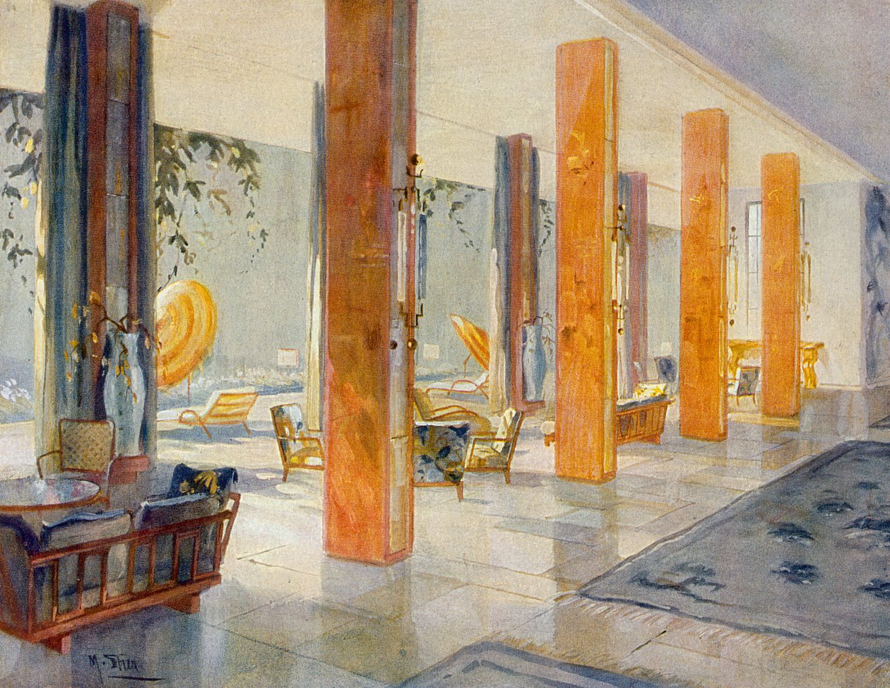Zahradní hala hotelu, 1929 od M. Stier